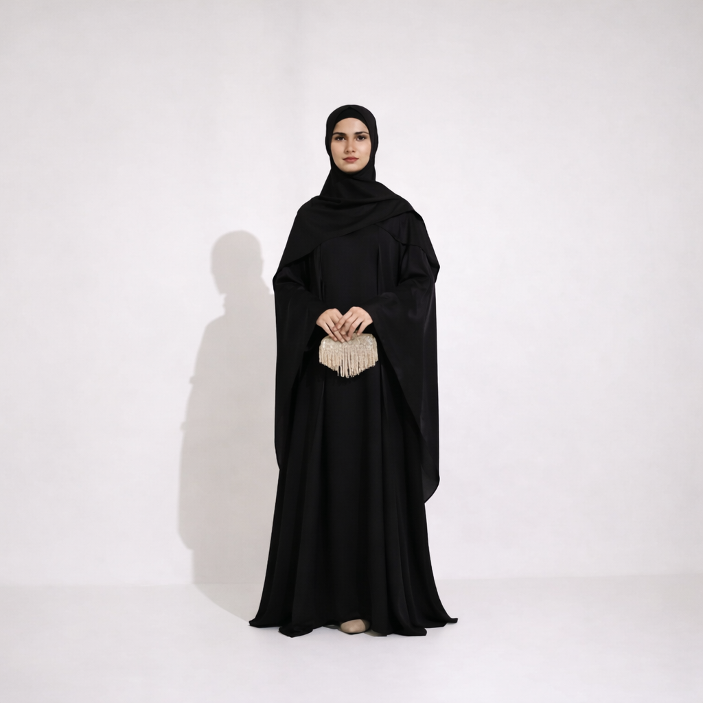 AZMIN ELEGANCE Organza Overcoat Abaya Set