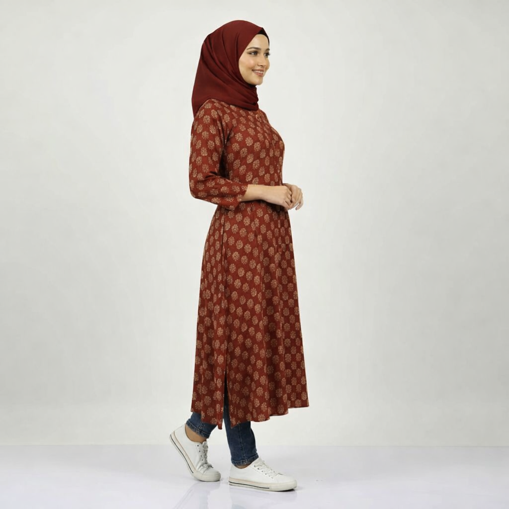 Azmin Everyday Grace – Printed Cambric Cotton Long Top