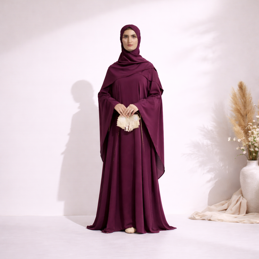 AZMIN ELEGANCE Organza Overcoat Abaya Set