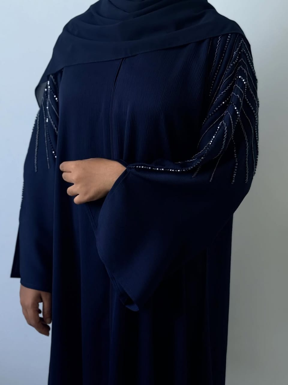 Noor-e-Samaa Blue Embellished Abaya