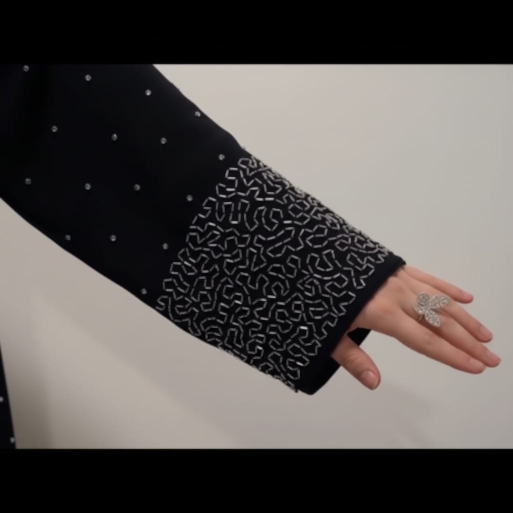 Noore Eclipse — Hand-Worked Black Abaya