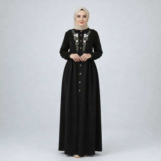 Zarina Bloom Embroidered Cey Gown