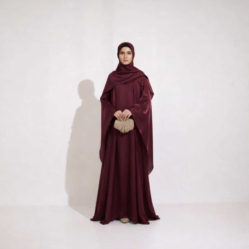 AZMIN ELEGANCE Organza Overcoat Abaya Set