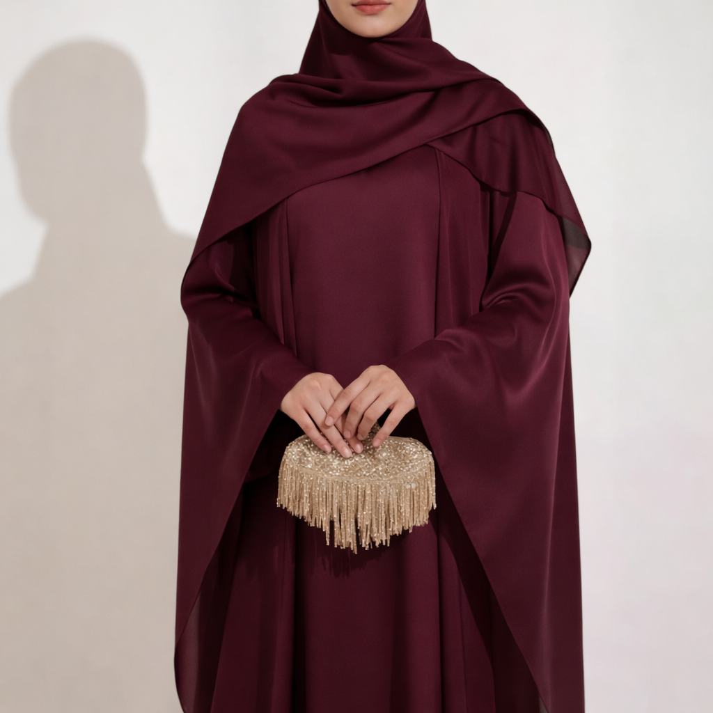 AZMIN ELEGANCE Organza Overcoat Abaya Set