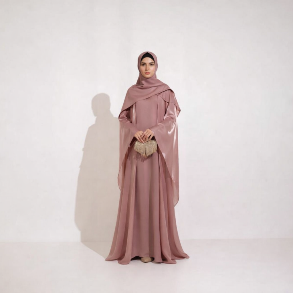 AZMIN ELEGANCE Organza Overcoat Abaya Set