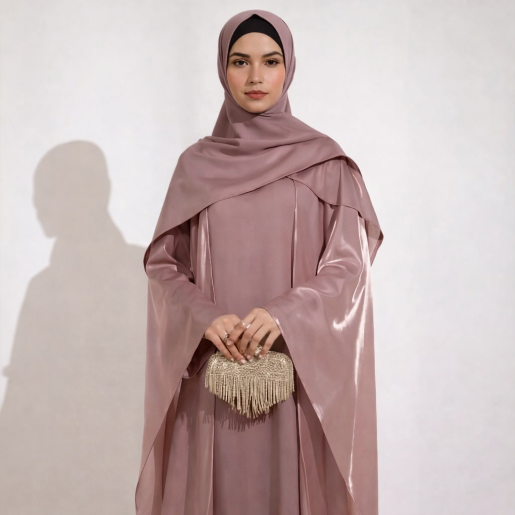 AZMIN ELEGANCE Organza Overcoat Abaya Set