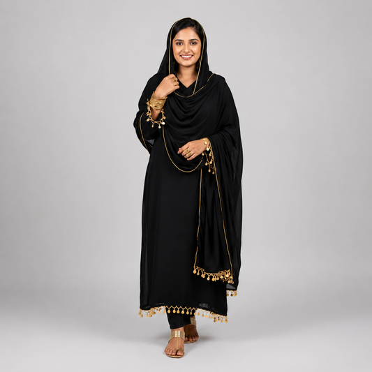 Noore Luxe Coin Lace Muslin Silk Suit Set