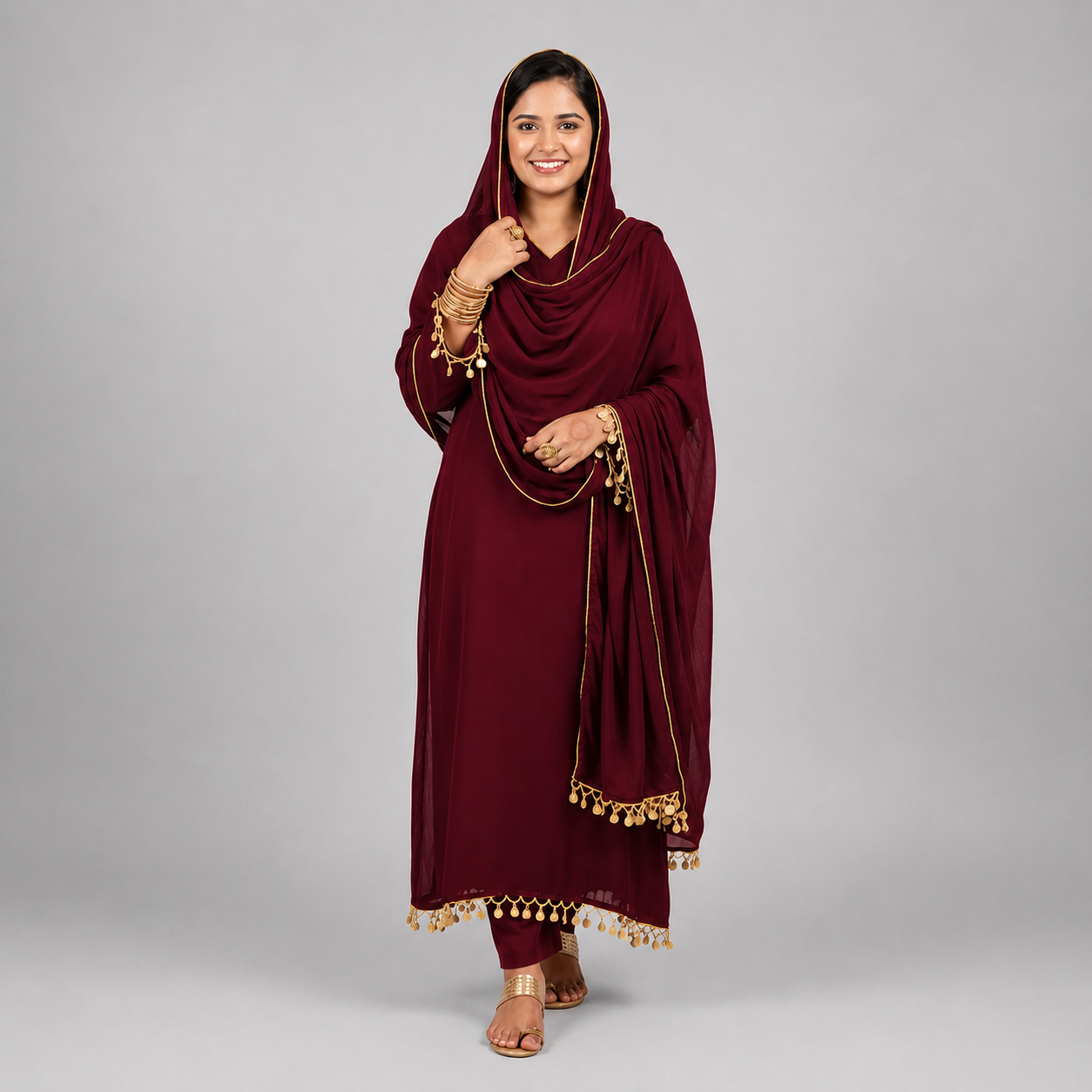 Noore Luxe Coin Lace Muslin Silk Suit Set