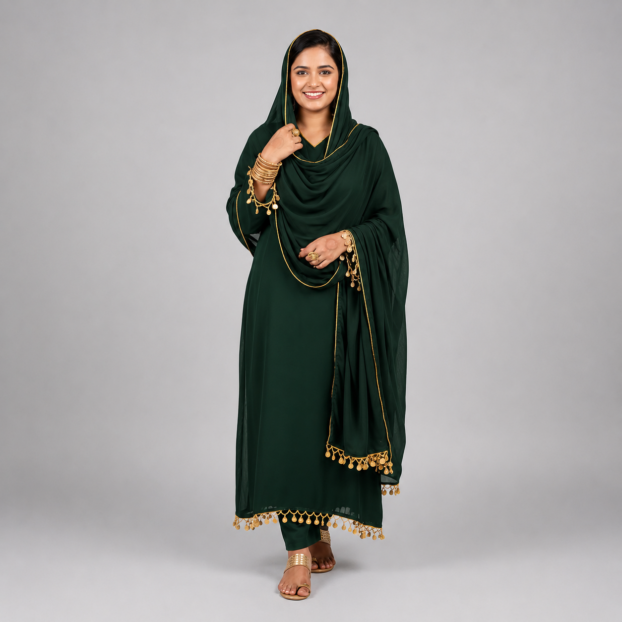 Noore Luxe Coin Lace Muslin Silk Suit Set